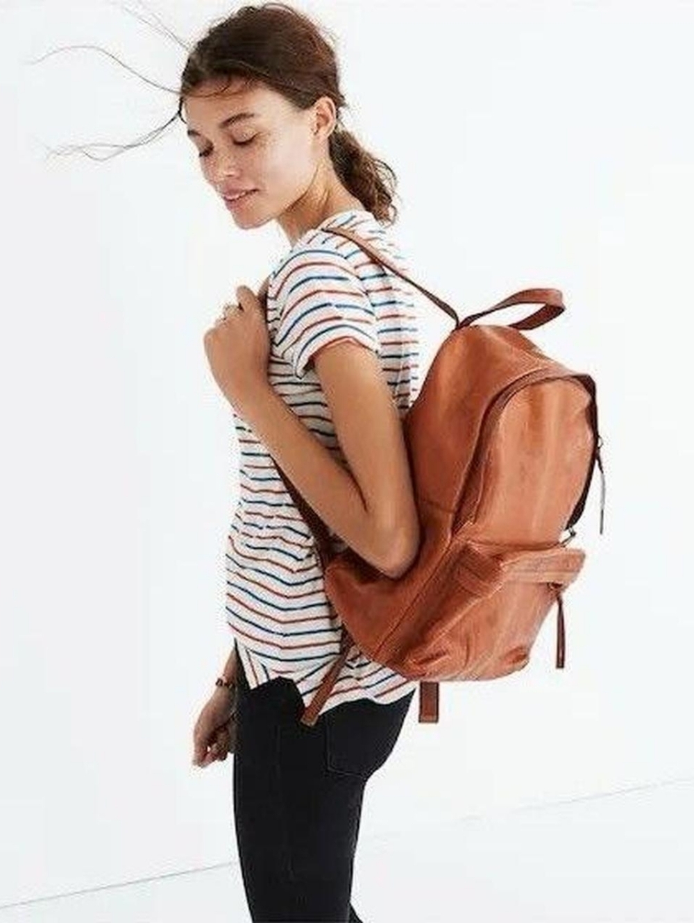 Madewell Lorimer Leather Backpack – Pecan Brown Pebbled Leather